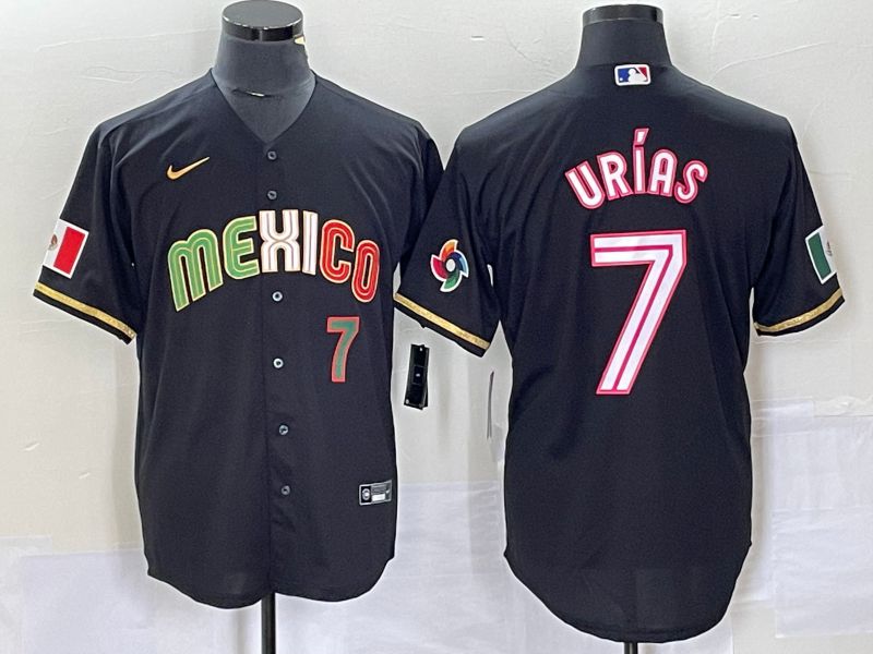 Men 2023 World Cub Mexico 7 Urias Black pink Nike MLB Jersey23